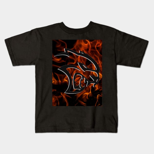 Hellcat Flames Kids T-Shirt by jackofdreams22